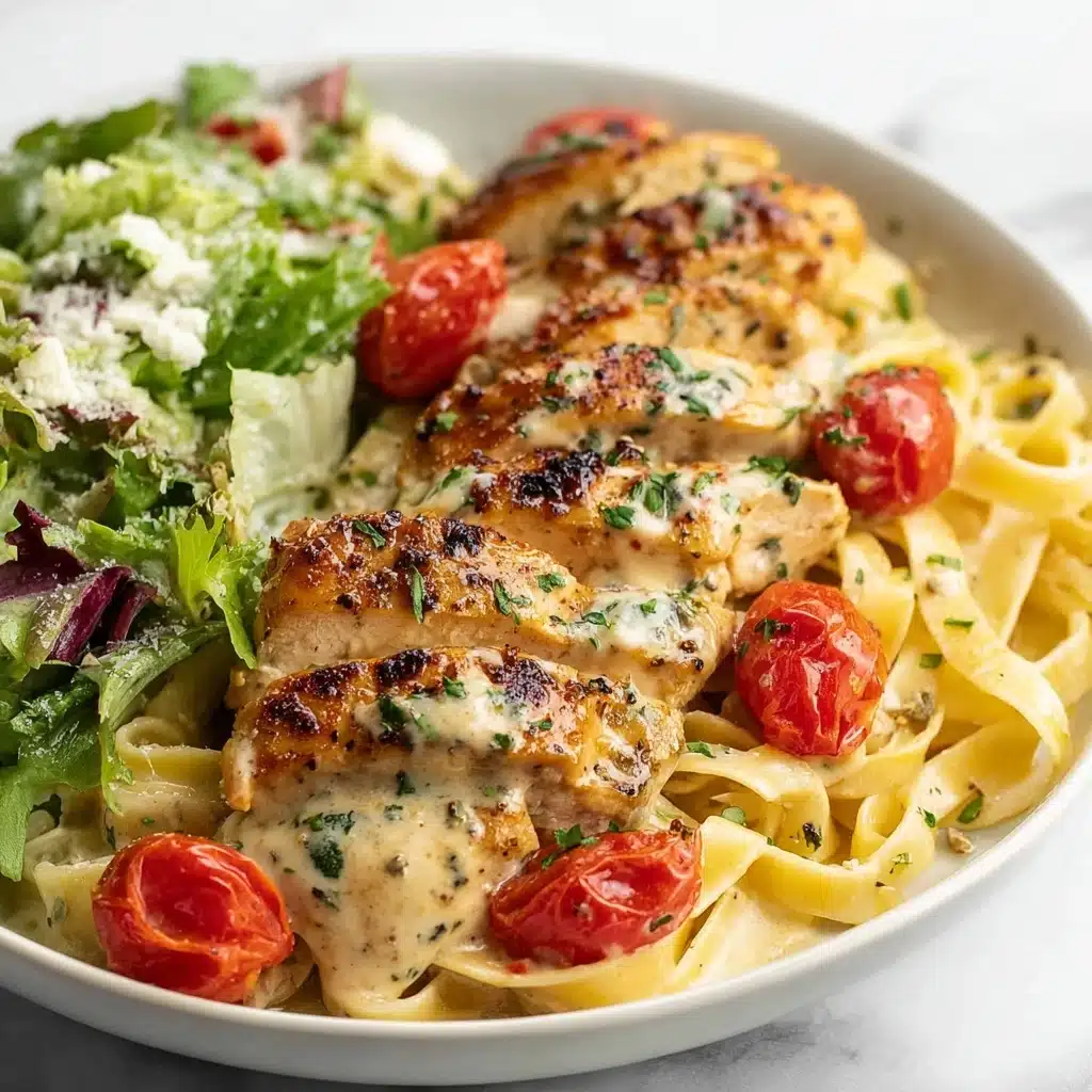 Creamy Pesto Chicken with Roasted Tomatoes Recipe - Recipe Image