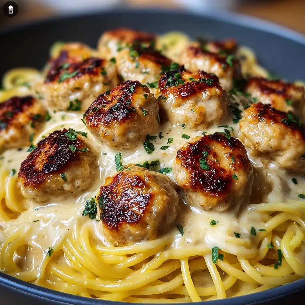 Plate the pasta and top with garlic butter chicken bites Recipe - Recipe Image