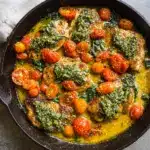 Creamy Pesto Chicken with Roasted Tomatoes Recipe
