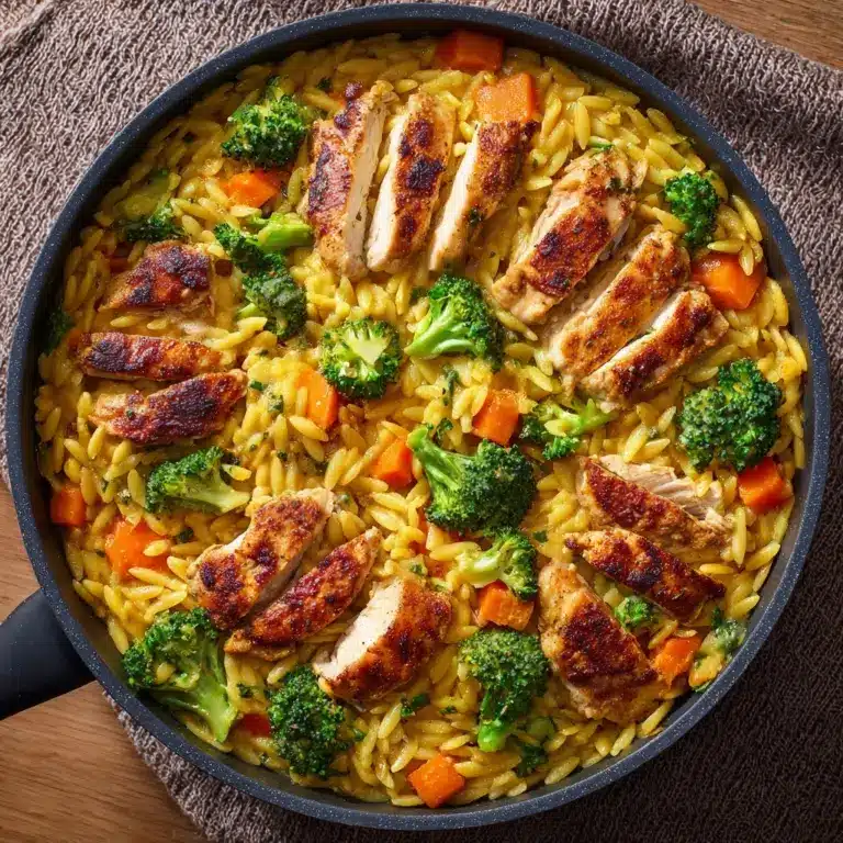 One Pot Cheesy Chicken And Broccoli Orzo Recipe