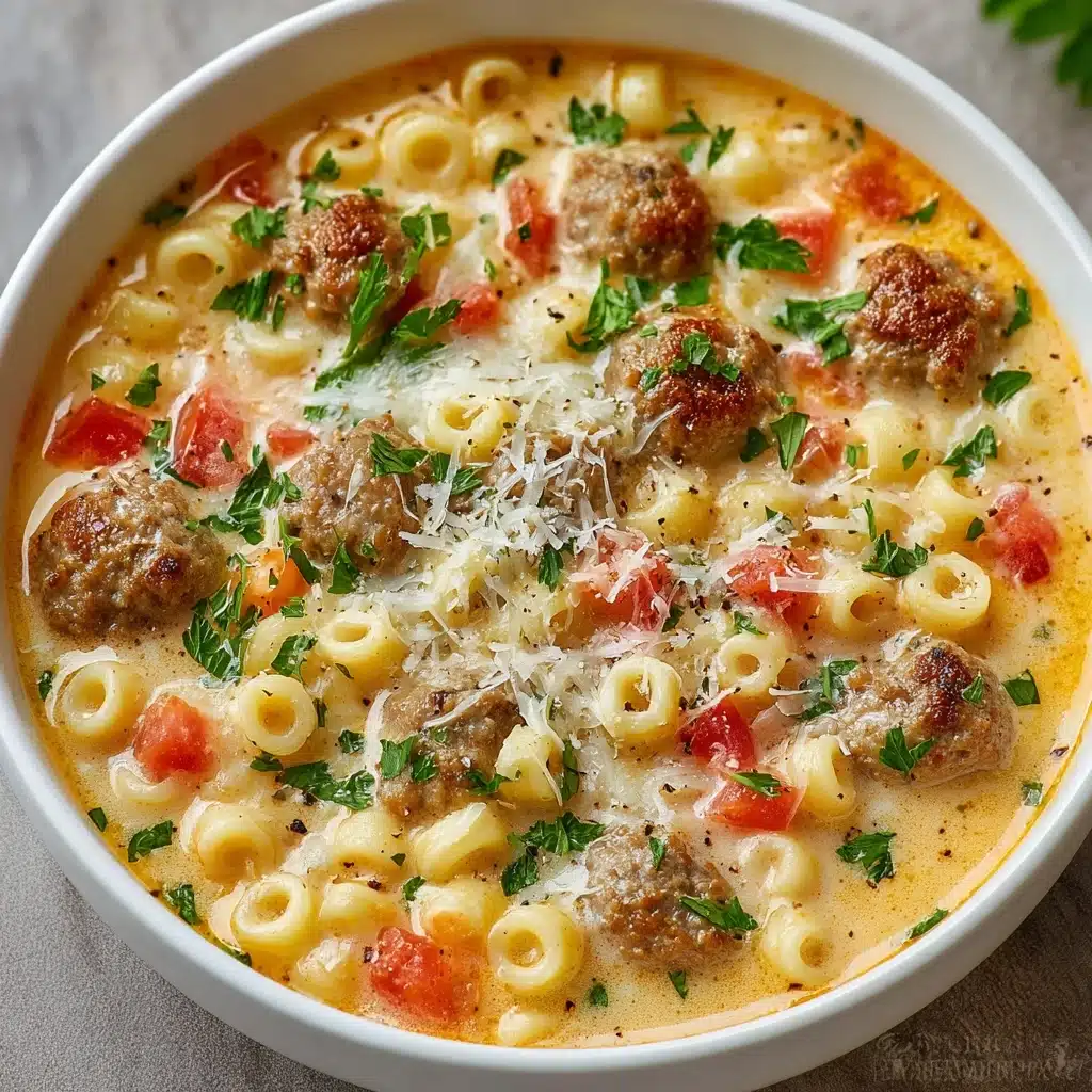 Creamy Parmesan Italian Sausage Ditalini Soup Recipe - Recipe Image