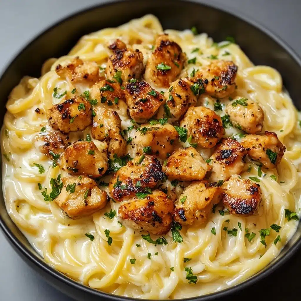 Garlic Butter Chicken Bites with Creamy Parmesan Pasta Recipe - Recipe Image