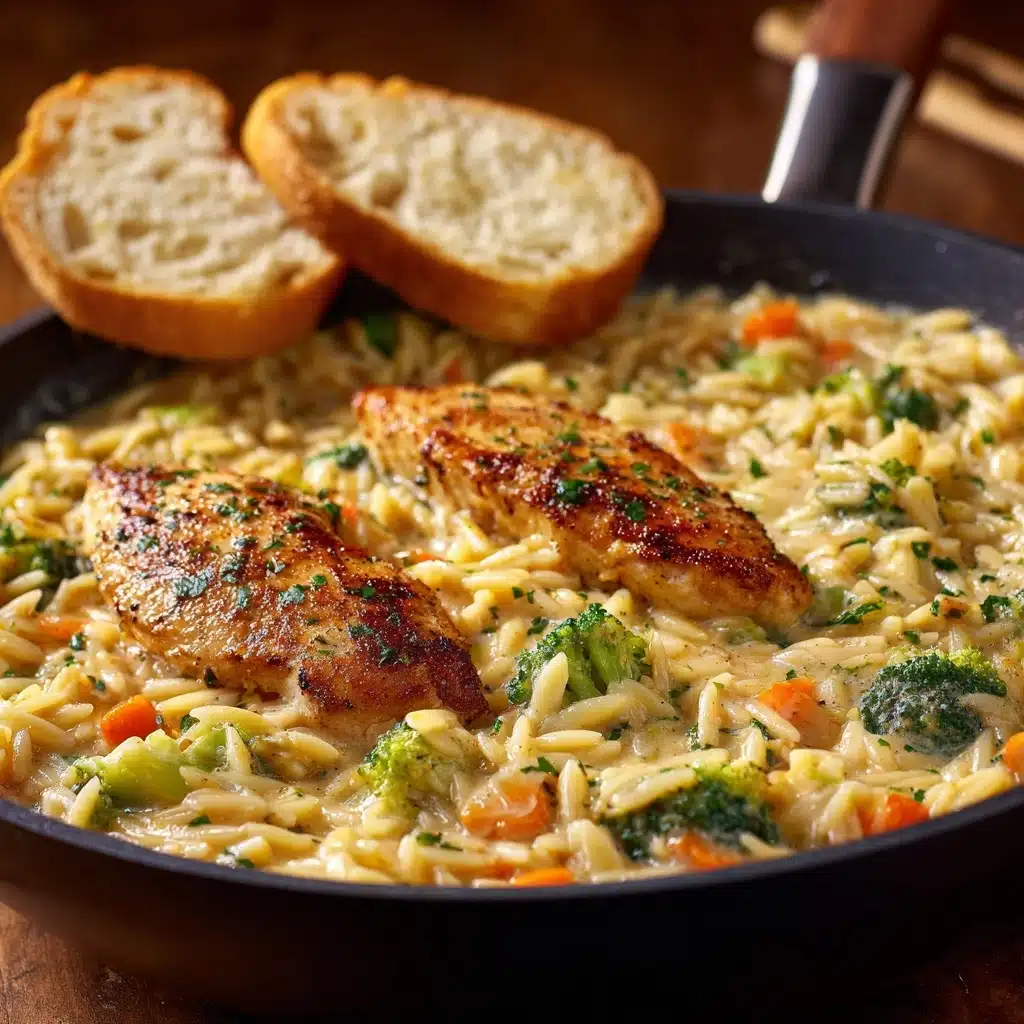 One Pot Cheesy Chicken And Broccoli Orzo Recipe - Recipe Image