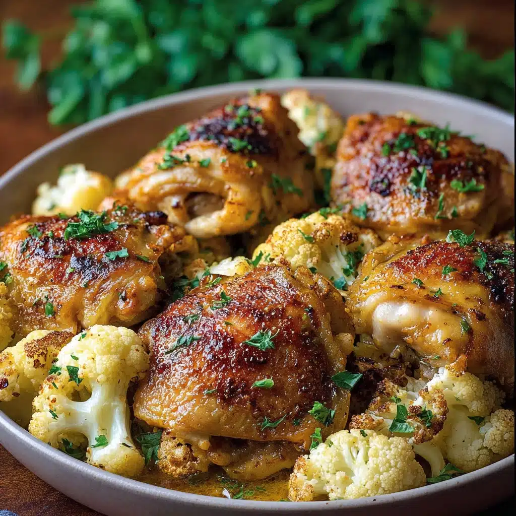 Stuffed Chicken Thighs and Cauliflower (One-Pan Meal) Recipe - Recipe Image