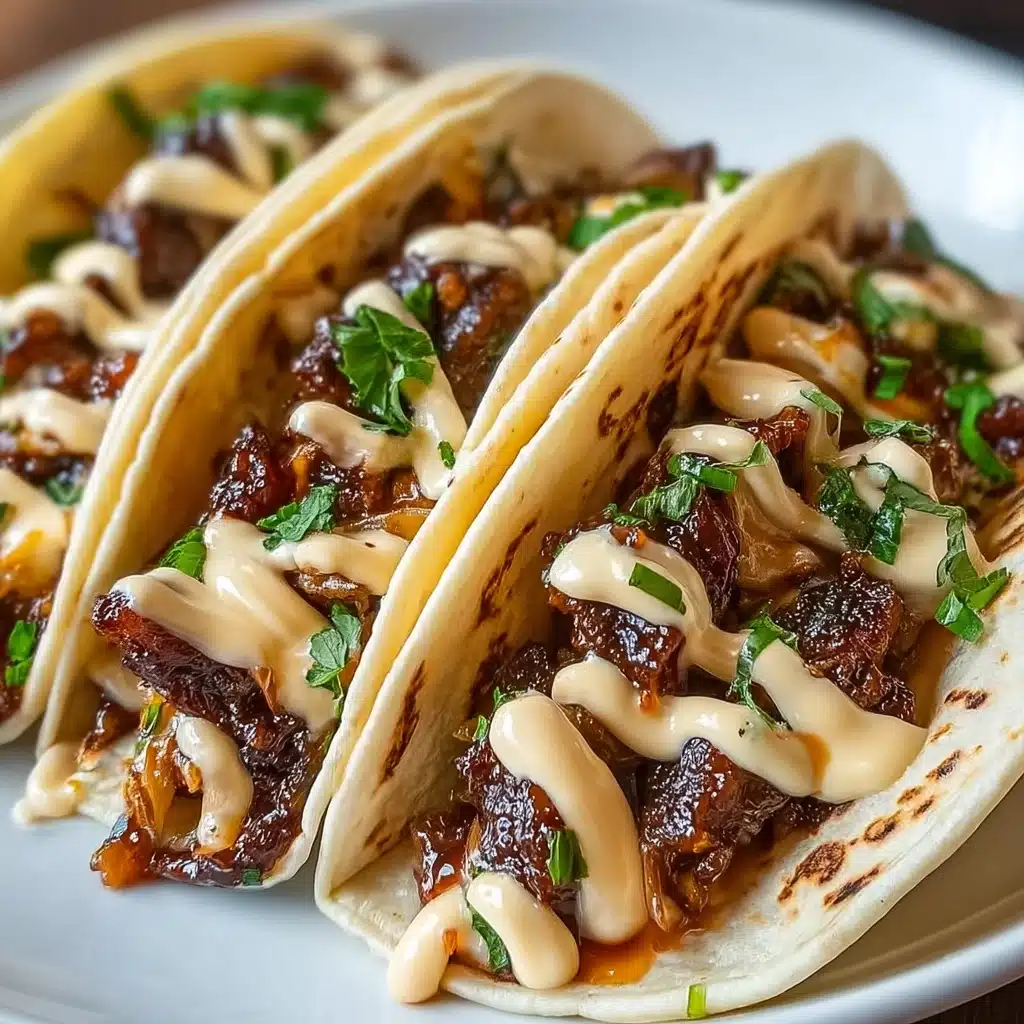 Garlic Butter Honey BBQ Beef Tacos Recipe - Recipe Image
