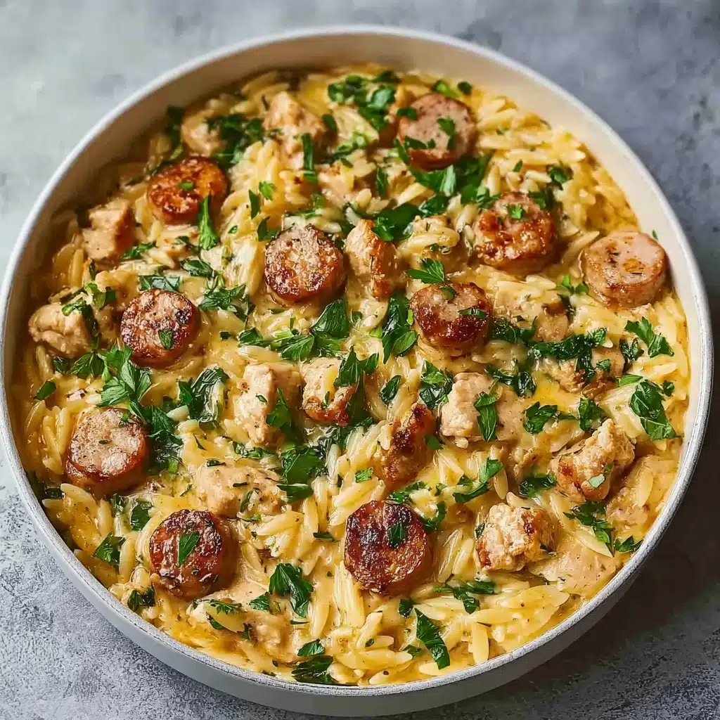 Creamy Chicken Sausage Orzo : A One-Pan Meal Recipe - Recipe Image