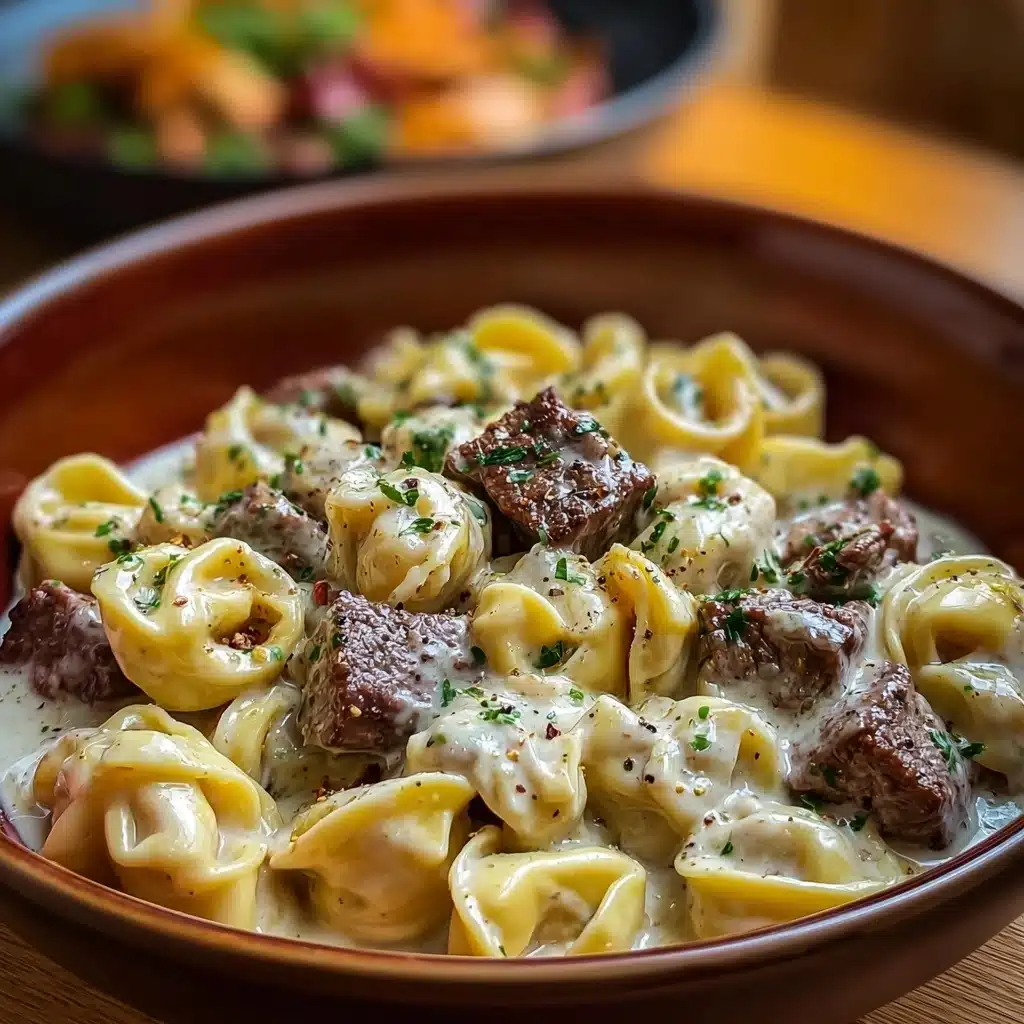 Cheesesteak Tortellini in Rich Provolone Sauce Recipe - Recipe Image