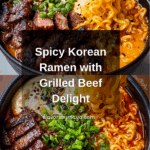 Spicy Korean Ramen with Grilled Beef & Creamy Sauce Recipe