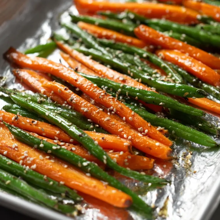 Honey Roasted Carrots with Green Beans and Sesame Seeds Recipe