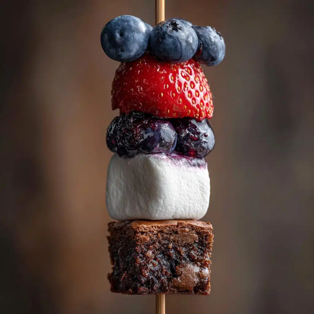 Red, White and Blue Fruit and Brownie Skewers Recipe