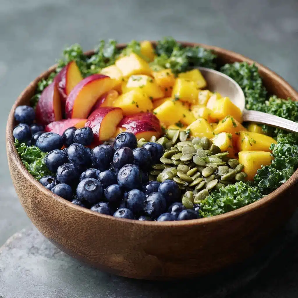 Summer Peach Blueberry Kale Salad Recipe - Recipe Image