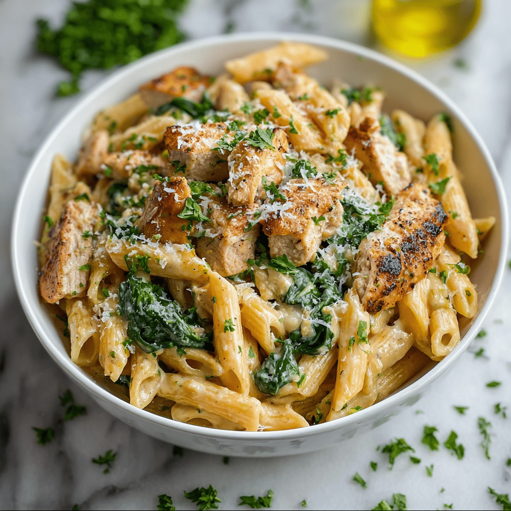 Healthy Garlic Parmesan Chicken Pasta Recipe - Recipe Image