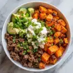 Sweet Potato Beef Bowl with Hot Honey and Cottage Cheese Recipe
