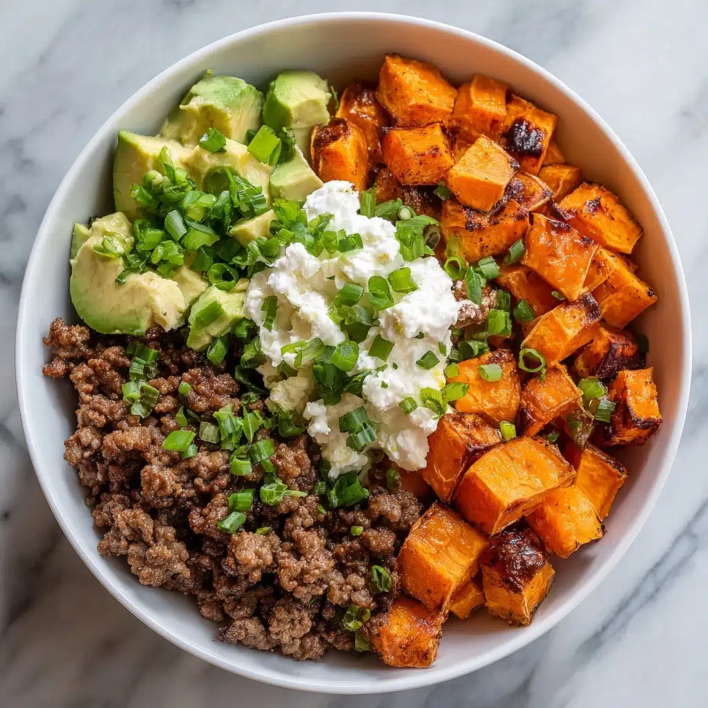 Sweet Potato Beef Bowl with Hot Honey and Cottage Cheese Recipe