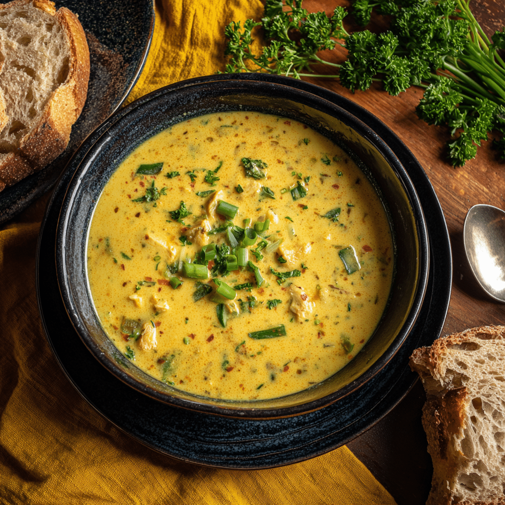Hearty Cheddar Garlic Herb Potato Soup Recipe - Recipe Image