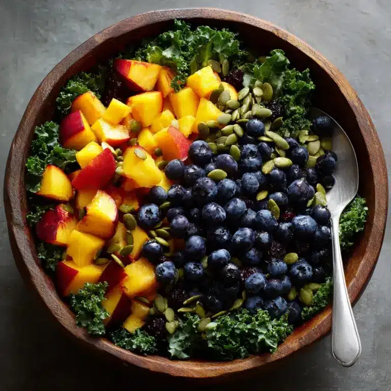 Summer Peach Blueberry Kale Salad Recipe