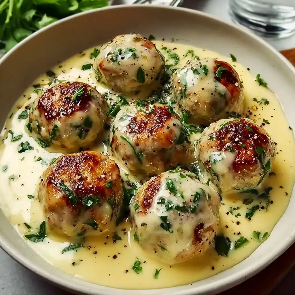 Chicken Ricotta Meatballs with Spinach Alfredo Sauce Recipe - Recipe Image