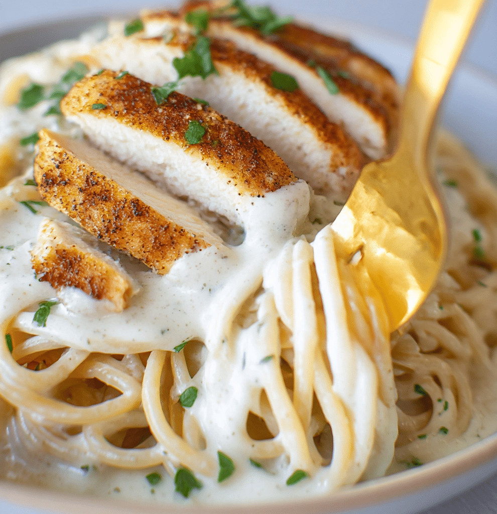 Roasted Garlic Cottage Cheese Alfredo Sauce with Chicken Recipe
