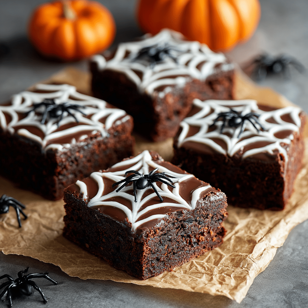 Spooky Spiderweb Brownies Recipe - Recipe Image
