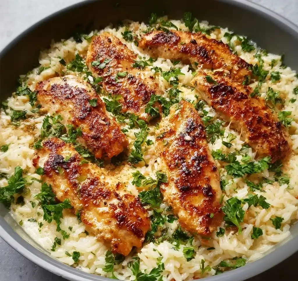 Chicken Scampi with Garlic Parmesan Rice Recipe