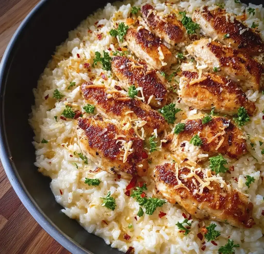 Chicken Scampi with Garlic Parmesan Rice Recipe