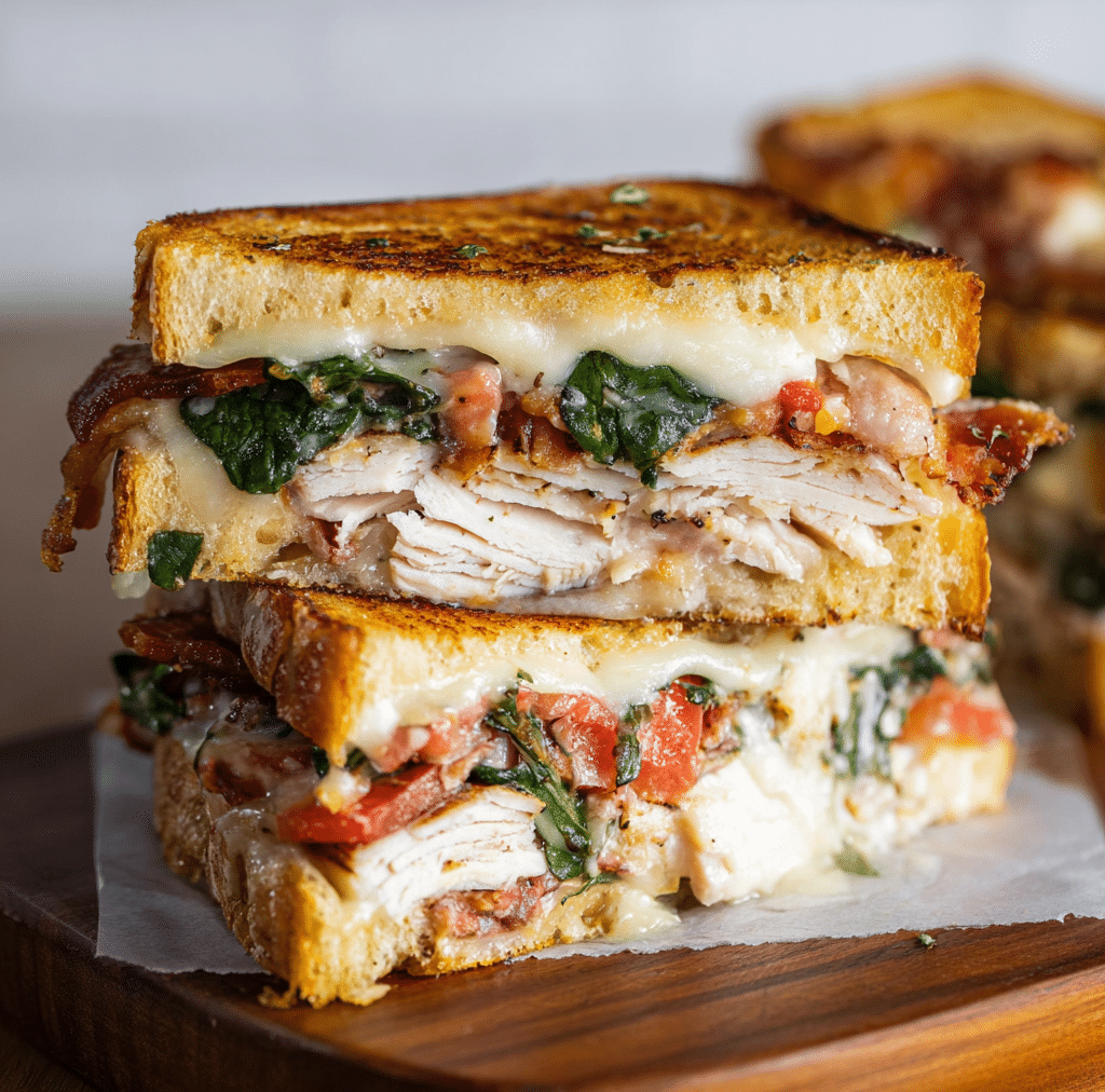 Turkey Melt with Cheddar, Spinach, and Bacon Recipe