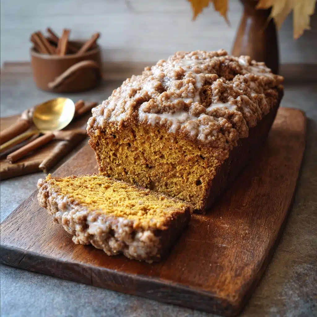 Pumpkin bread with Spiced Streusel Topping and Glaze Recipe - Recipe Image