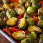 Roasted Brussels Sprouts with Red Peppers and Shallots Recipe