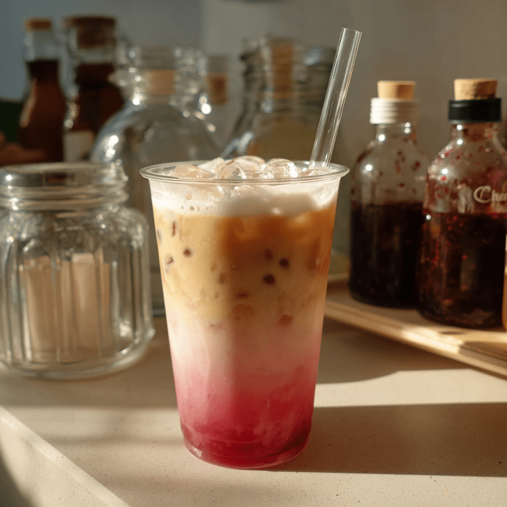 Cherry Vanilla Iced Latte Recipe - Recipe Image