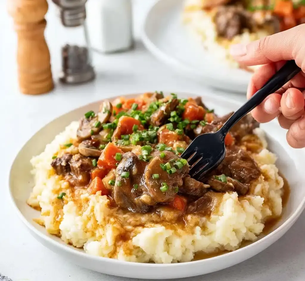 Fall Apple Cider Stew over Mashed Potatoes Recipe