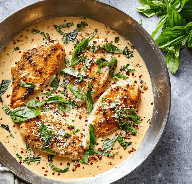 Creamy Parmesan Basil Chicken Recipe