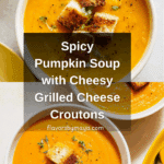 Spicy Pumpkin Soup with Grilled Cheese Croutons Recipe