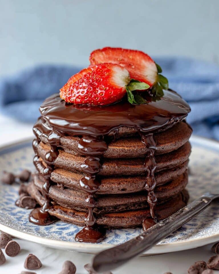 Knockout Delish Double Chocolate Pancakes with Cocoa Powder Recipe