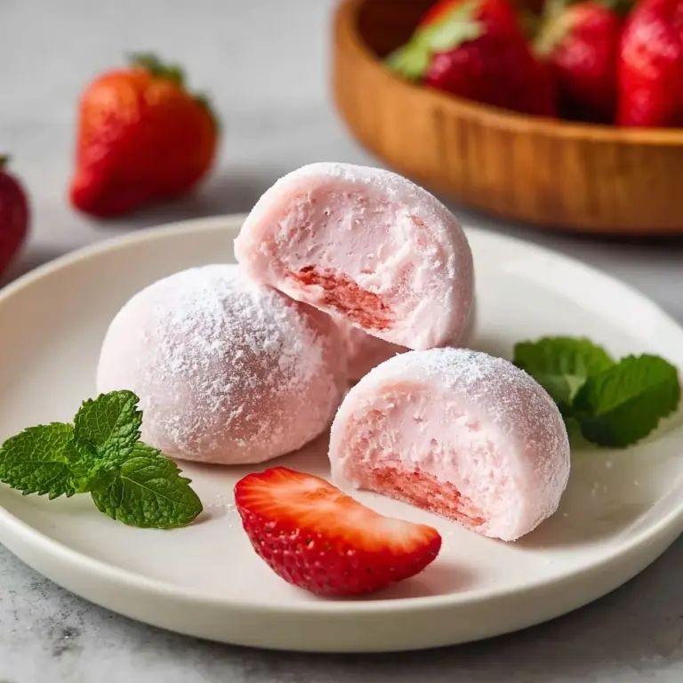 Korean Mochi with Strawberry Cream Recipe