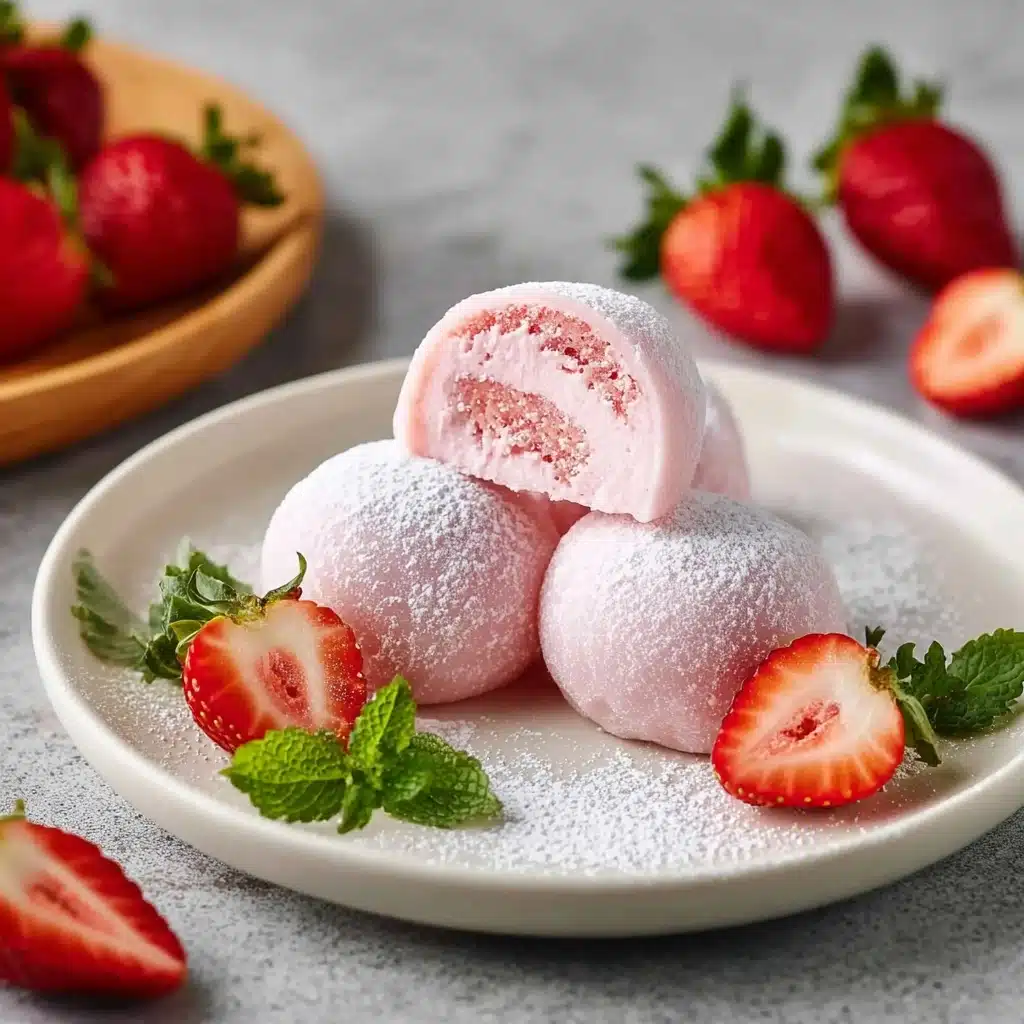 Korean Mochi with Strawberry Cream Recipe - Recipe Image
