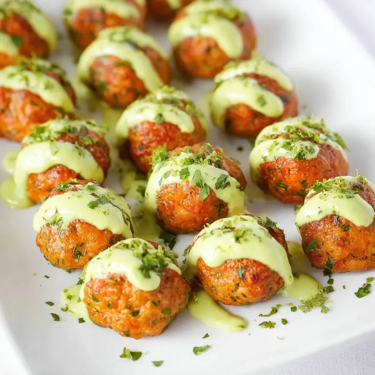 Baked Salmon Meatballs with Avocado Sauce Recipe