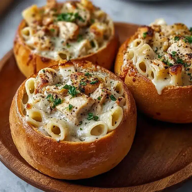 Chicken Alfredo Garlic Bread Bowls Recipe
