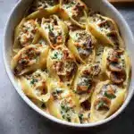 Creamy White Wine Mushroom Stuffed Shells Recipe