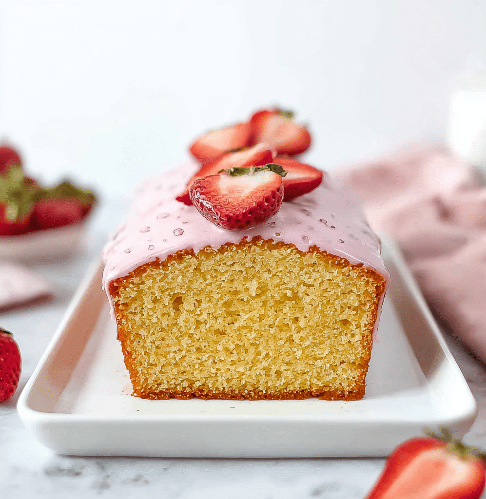 Lavender Pound Cake with Strawberry Glaze Recipe