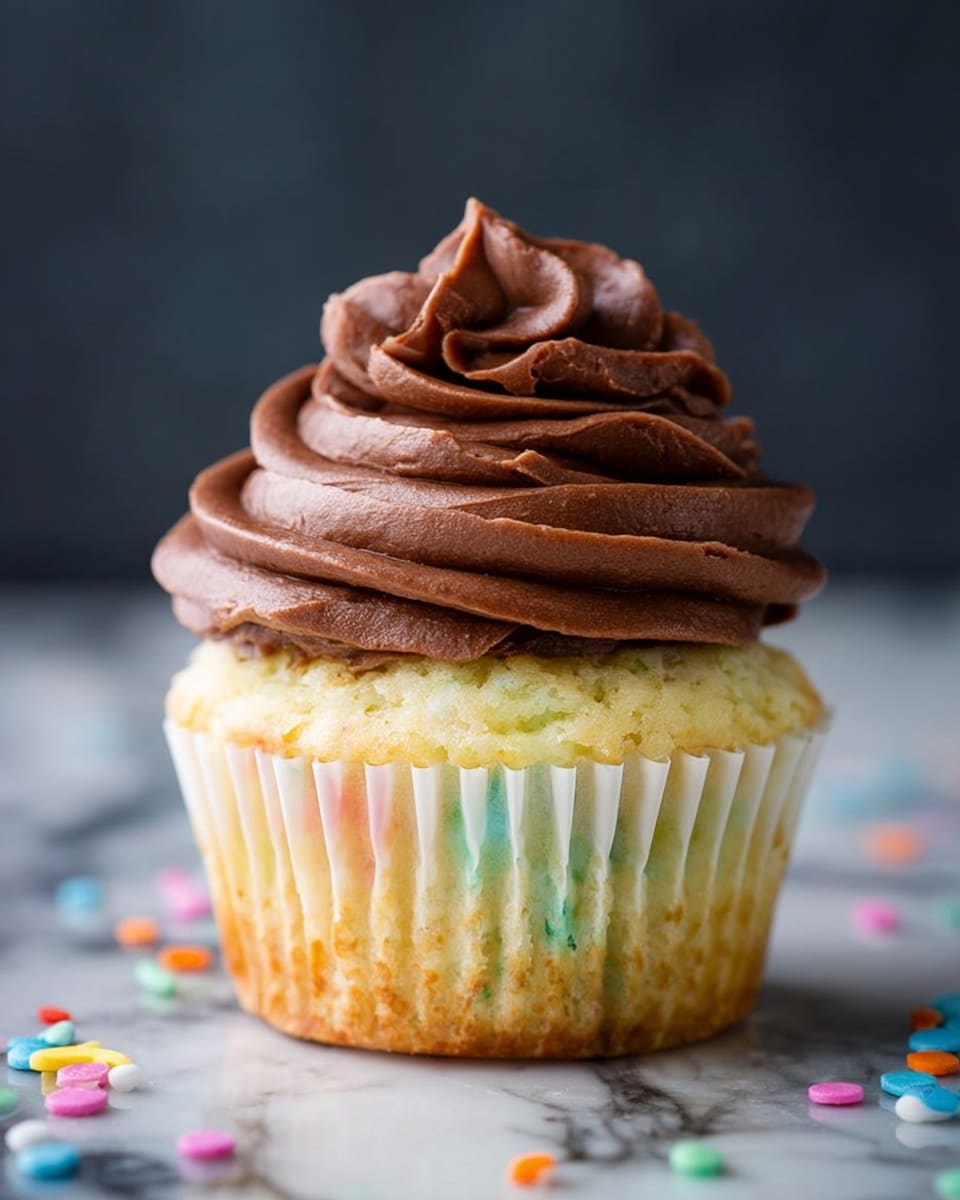 A clear glass bowl filled with thick, creamy, smooth chocolate frosting being mixed by a hand mixer with silver beaters inside the bowl, creating soft swirling textures and peaks in the rich brown frosting, placed on a white marbled surface with a blurred background showing a cocoa container. photo taken with an iphone --ar 4:5 --v 7