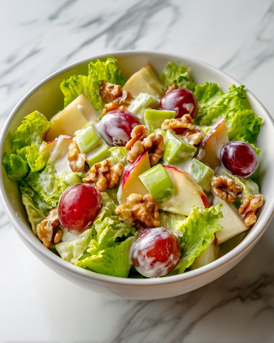 Creamy Waldorf Salad with Apples, Grapes, and Walnuts Recipe