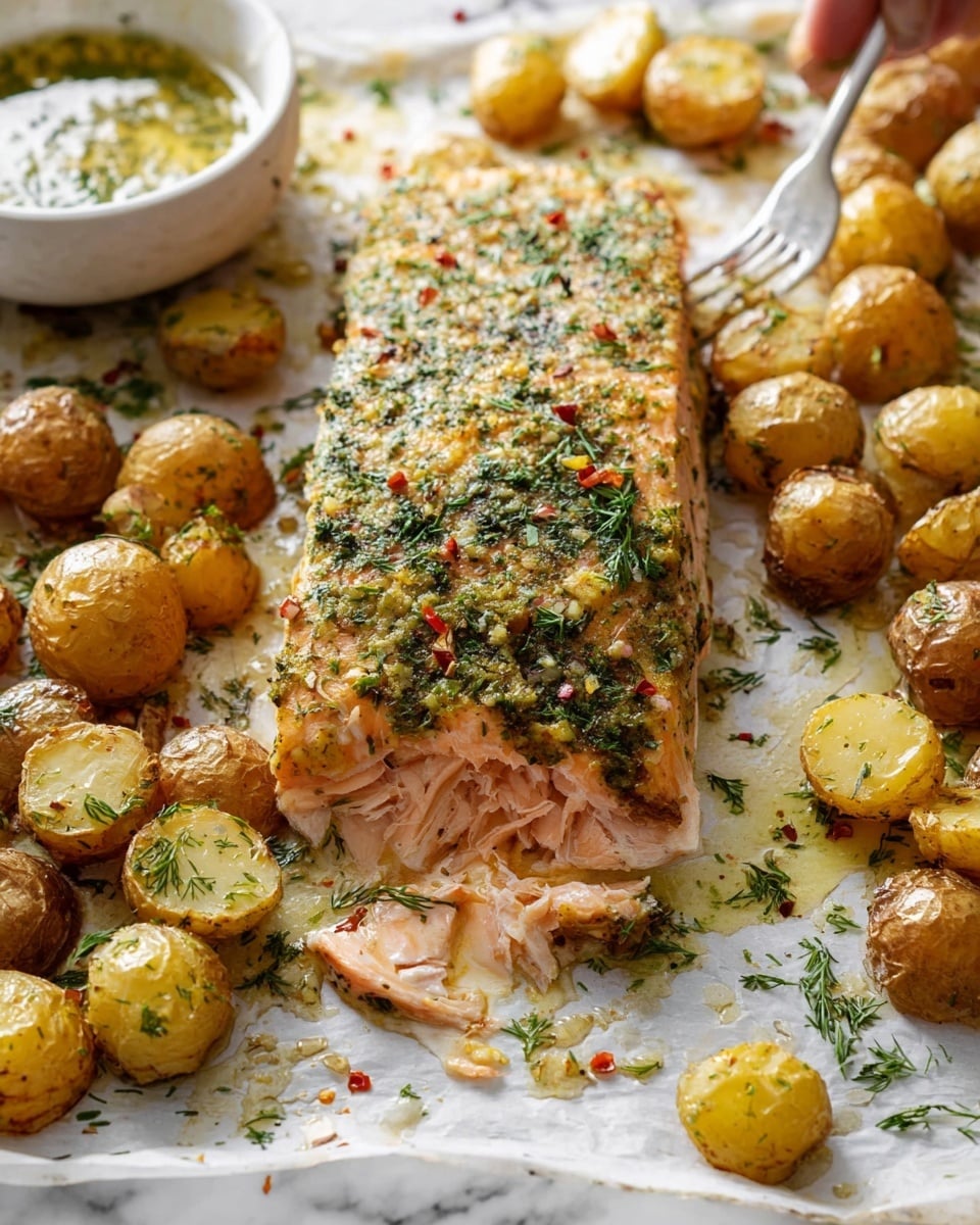 Sheet Pan Salmon with Dill Potatoes Recipe