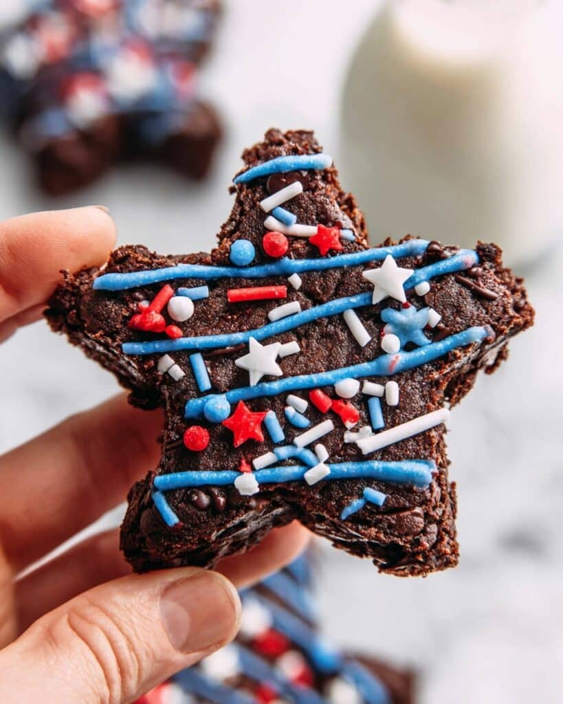 4th of July Star-Shaped Brownies with Candy Melts and Sprinkles Recipe