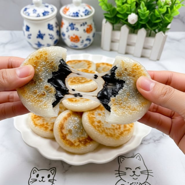 Sticky Rice Cake with Black Sesame Filling Recipe