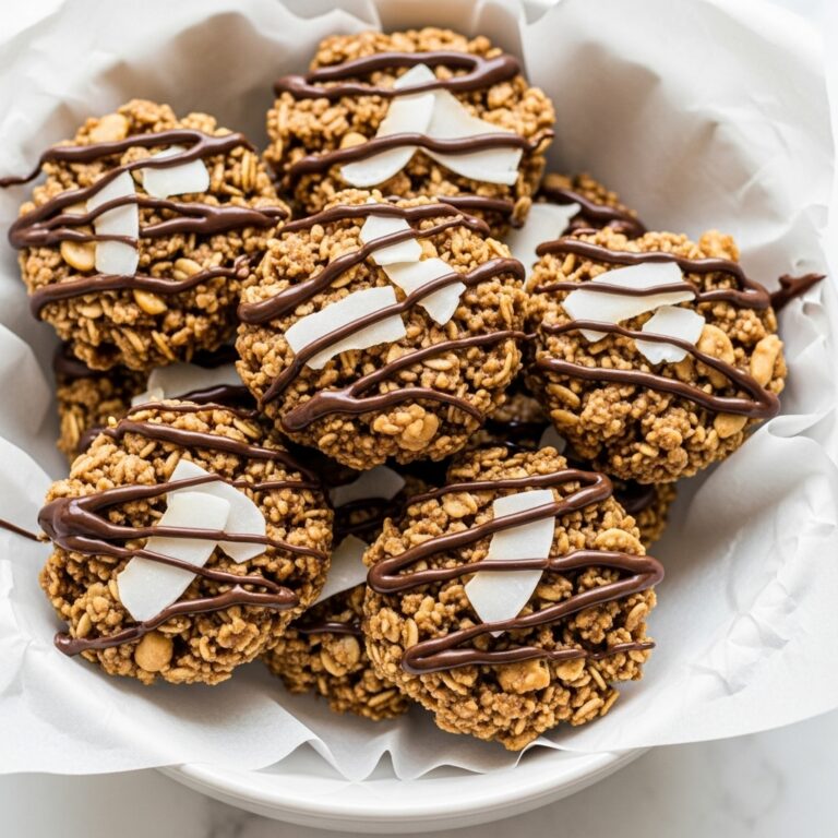 Drizzled Peanut Butter Coconut Oatmeal Clusters Recipe