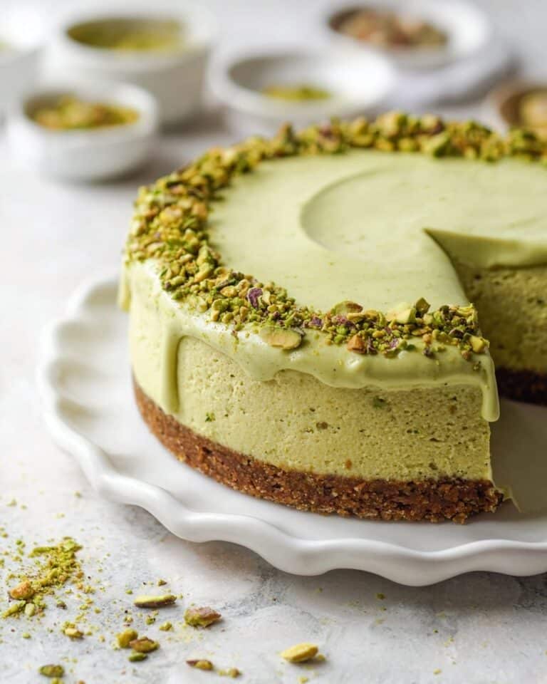 Pistachio Cheesecake with White Chocolate Ganache Recipe