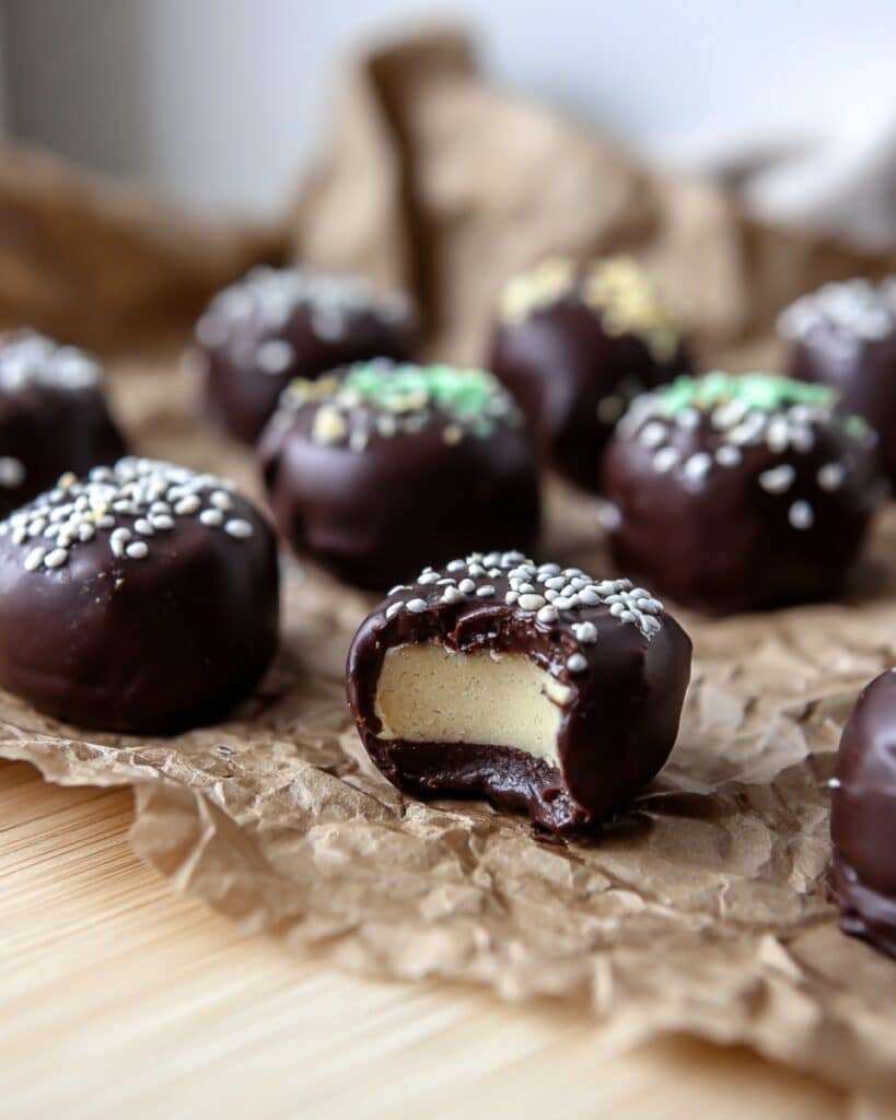 4 Ingredient Dark Chocolate Covered Banana Nut Butter Bites Recipe