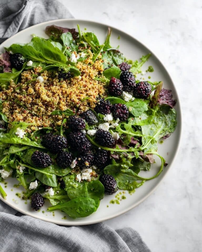 Blackberry Feta Crispy Quinoa Salad with Basil Vinaigrette Recipe