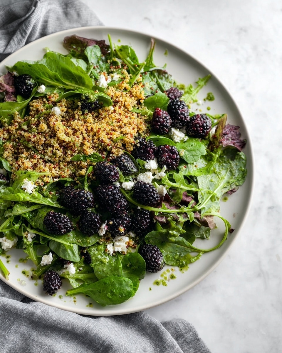 Blackberry Feta Crispy Quinoa Salad with Basil Vinaigrette Recipe