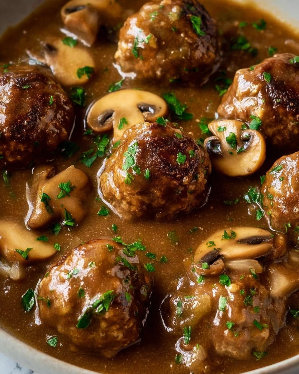 Salisbury Steak Meatballs with Mushroom Gravy Recipe